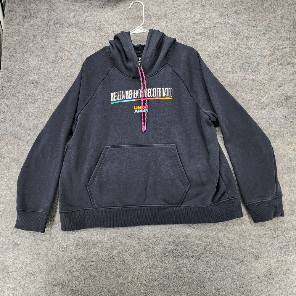 Under Armour Hoodie Womens 1X Long Sleeve Black Be Seen Be Heard
